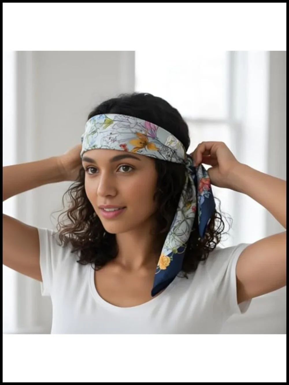 35x35 Silk Feel Square Fashion Scarf for Women - Lightweight Headscarf Bandana